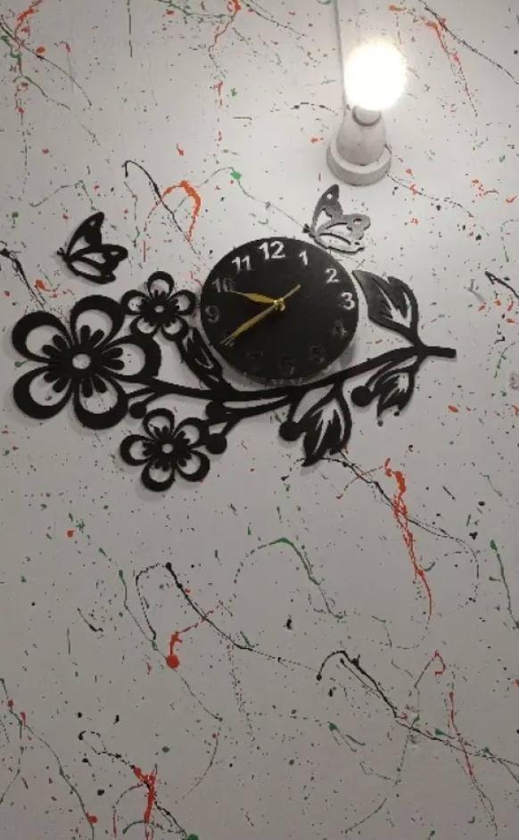 3D Flower Wooden Wall Clock With led light