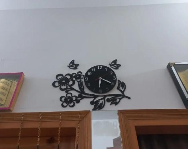 3D Flower Wooden Wall Clock With led light